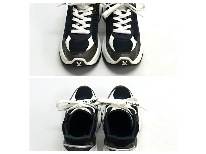 Sneakers Dad Louis Vuitton LV Circle Run 55 Line Nero Bianco Marrone scuro - vista 4