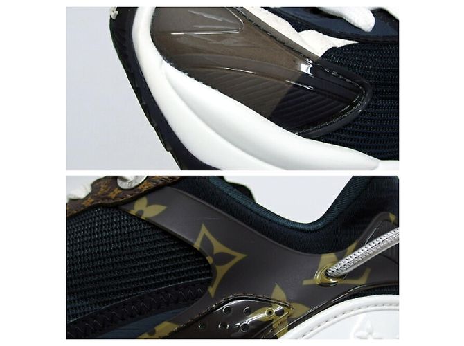 Sneakers Dad Louis Vuitton LV Circle Run 55 Line Nero Bianco Marrone scuro - vista 8