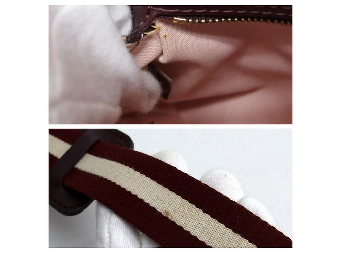 Borsa a tracolla Louis Vuitton Monogram Mini Lin Busas Marie-Kate Rosso Bordò Fuschia - vista 11