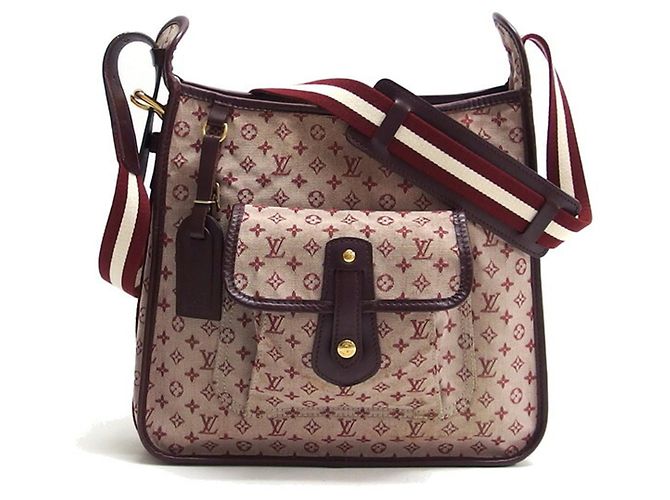 Borsa a tracolla Louis Vuitton Monogram Mini Lin Busas Marie-Kate Rosso Bordò Fuschia - vista 2
