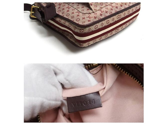 Borsa a tracolla Louis Vuitton Monogram Mini Lin Busas Marie-Kate Rosso Bordò Fuschia - vista 4