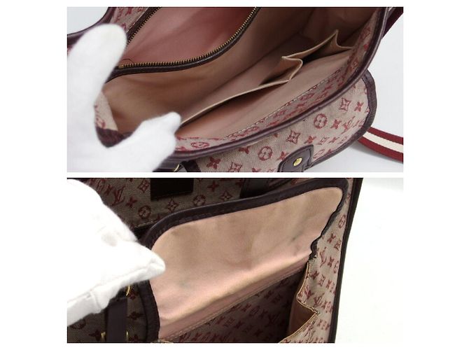 Borsa a tracolla Louis Vuitton Monogram Mini Lin Busas Marie-Kate Rosso Bordò Fuschia - vista 5