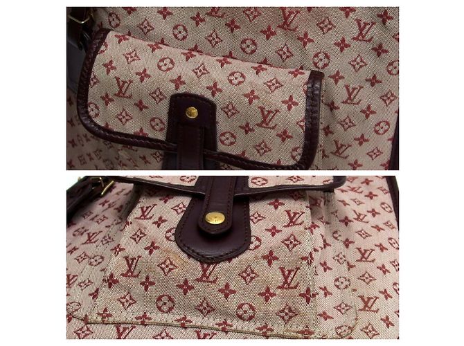 Borsa a tracolla Louis Vuitton Monogram Mini Lin Busas Marie-Kate Rosso Bordò Fuschia - vista 6