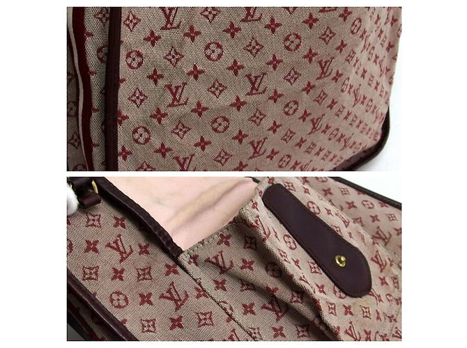 Borsa a tracolla Louis Vuitton Monogram Mini Lin Busas Marie-Kate Rosso Bordò Fuschia - vista 7