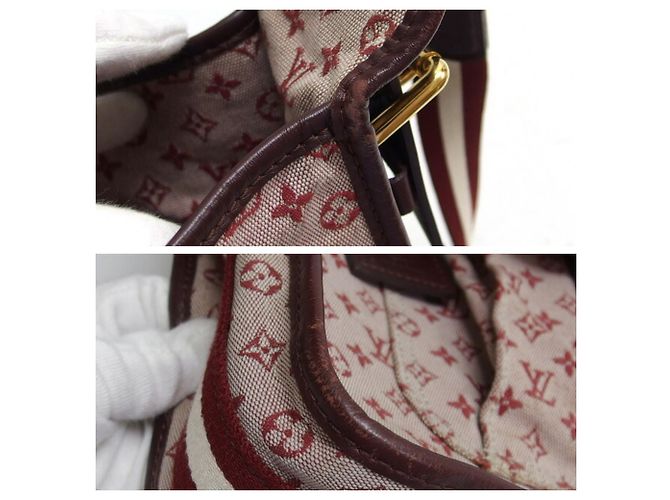 Borsa a tracolla Louis Vuitton Monogram Mini Lin Busas Marie-Kate Rosso Bordò Fuschia - vista 9