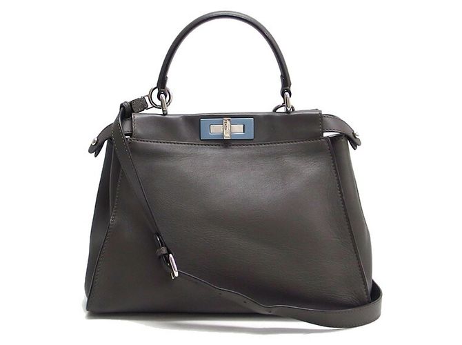 Borsa a spalla Fendi Peekaboo Regular Marrone - vista 2