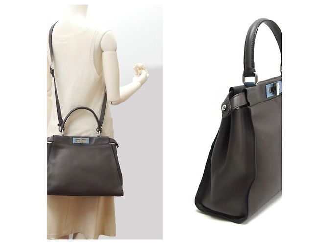 Borsa a spalla Fendi Peekaboo Regular Marrone - vista 3