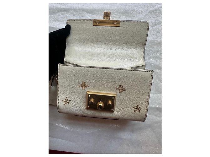 Gucci Borsa a tracolla Padlock Bee e Star Beige - vista 12