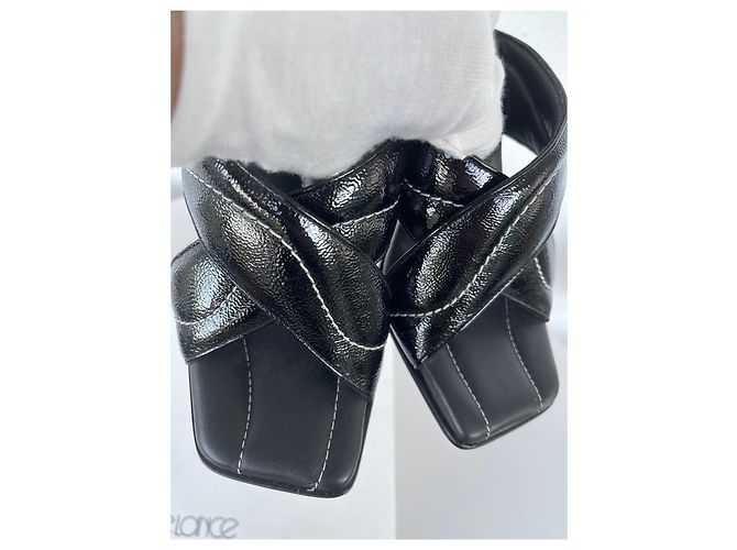Free Lance Lackleder Mules Blockabsatz Schwarz - Ansicht 11