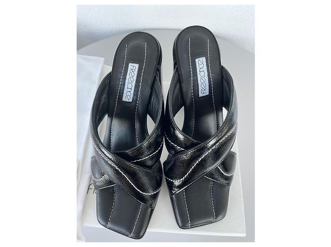 Free Lance Lackleder Mules Blockabsatz Schwarz - Ansicht 14