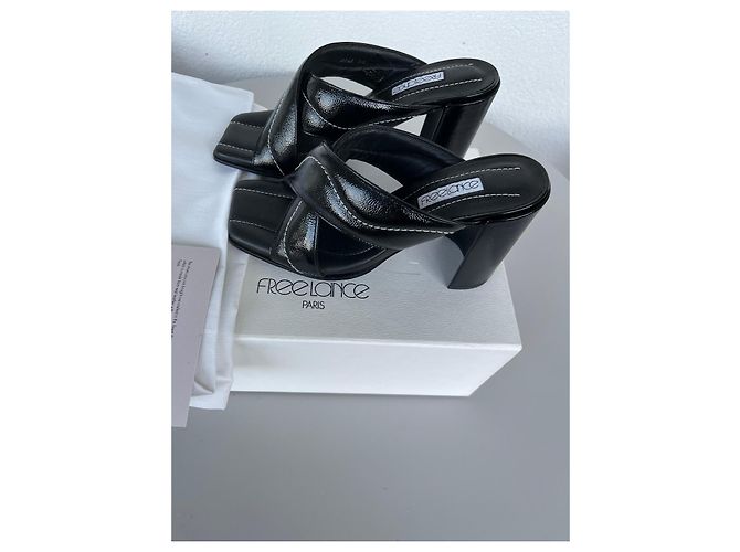 Free Lance Lackleder Mules Blockabsatz Schwarz - Ansicht 6