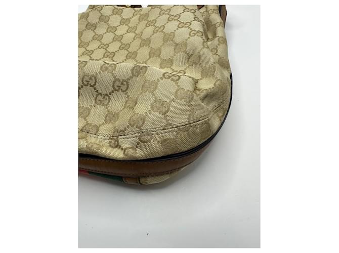 Bamboo Borsa a secchiello Gucci Rania GG Canvas Marrone Rosso Beige Verde - vista 10
