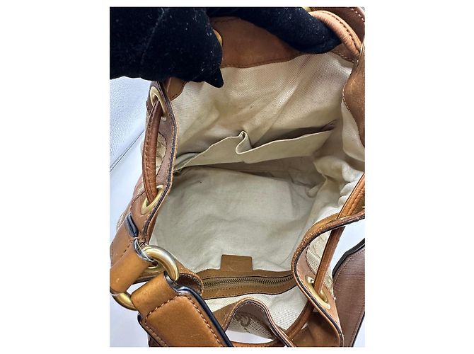 Bamboo Borsa a secchiello Gucci Rania GG Canvas Marrone Rosso Beige Verde - vista 16