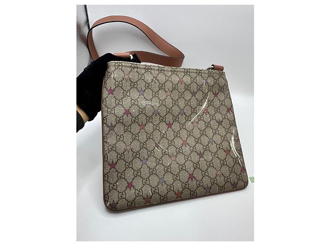 Borsa a tracolla Gucci GG Supreme Star Print Rosa Beige Porpora - vista 10