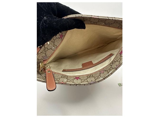 Borsa a tracolla Gucci GG Supreme Star Print Rosa Beige Porpora - vista 12