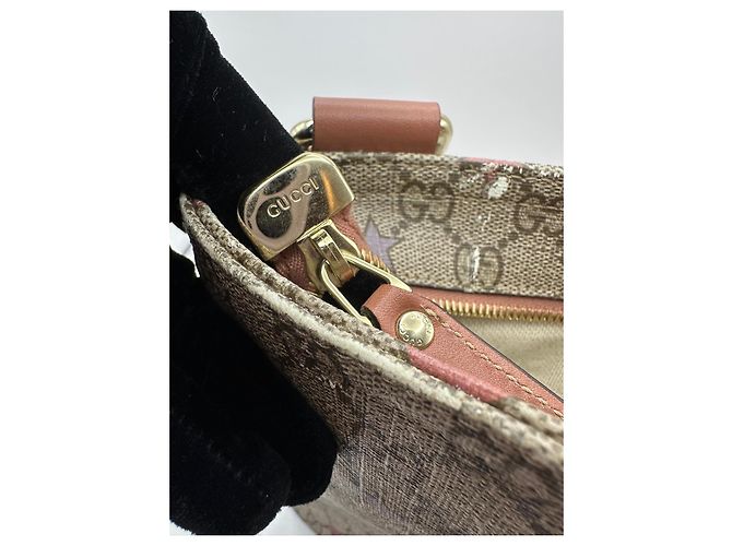 Borsa a tracolla Gucci GG Supreme Star Print Rosa Beige Porpora - vista 13