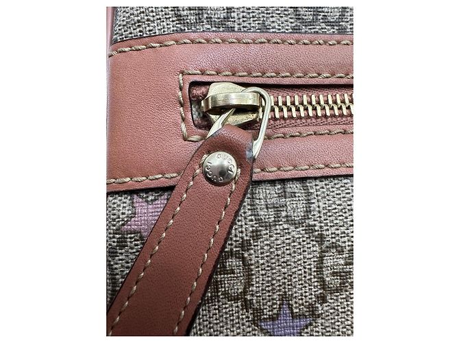 Borsa a tracolla Gucci GG Supreme Star Print Rosa Beige Porpora - vista 6