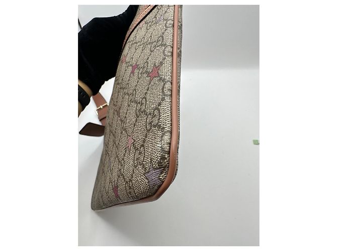 Borsa a tracolla Gucci GG Supreme Star Print Rosa Beige Porpora - vista 8