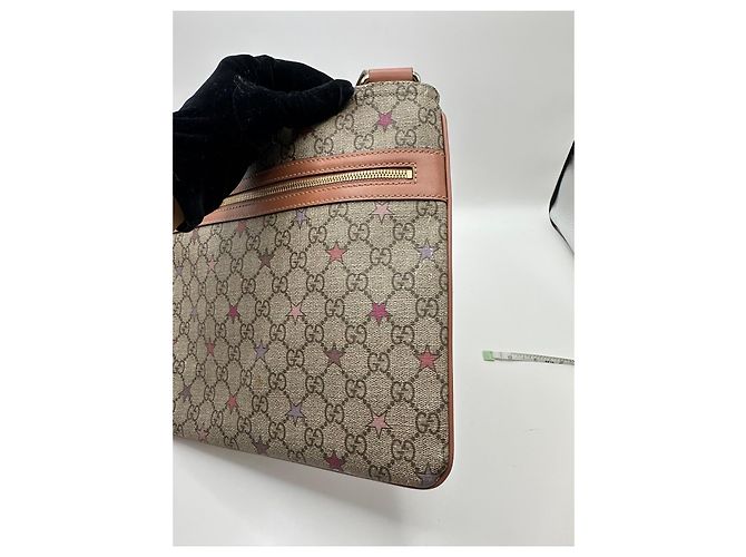 Borsa a tracolla Gucci GG Supreme Star Print Rosa Beige Porpora - vista 9