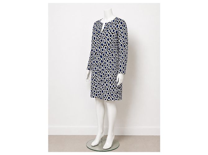 Vestido de jersey de seda Diane von Furstenberg REINA Negro Blanco Azul - vista 2