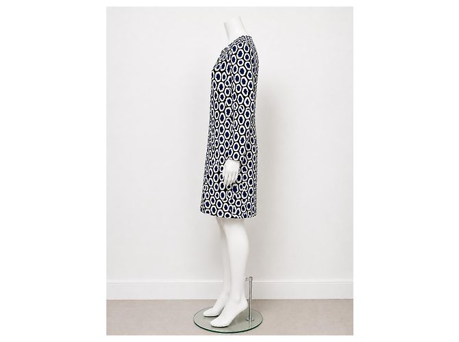Vestido de jersey de seda Diane von Furstenberg REINA Negro Blanco Azul - vista 3