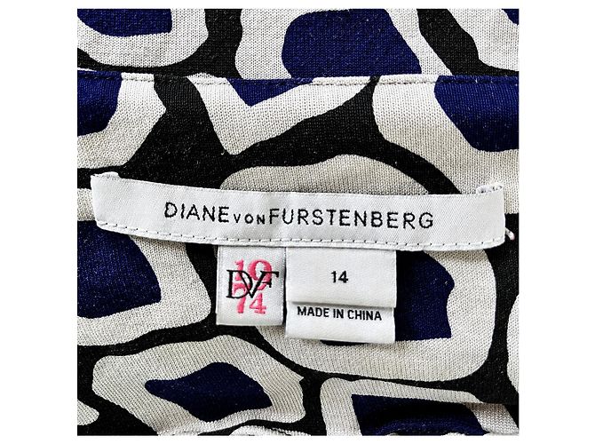Vestido de jersey de seda Diane von Furstenberg REINA Negro Blanco Azul - vista 5