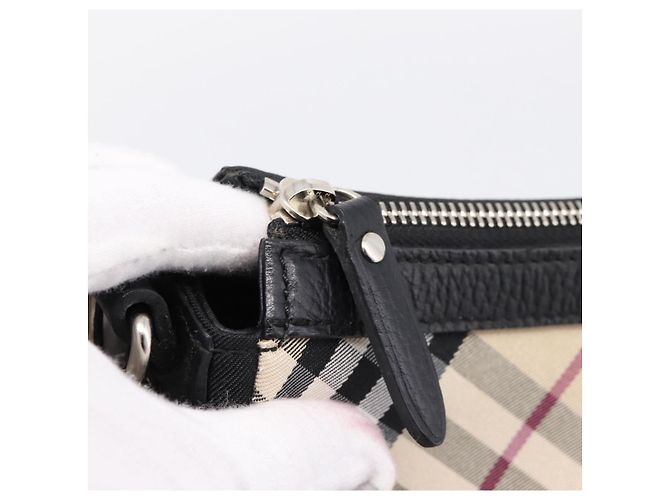 Bolso de hombro BURBERRY Nova Check Canvas Black Beige Auth am12376V Negro - vista 10