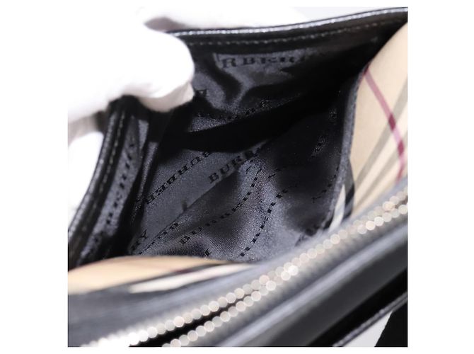 Bolso de hombro BURBERRY Nova Check Canvas Black Beige Auth am12376V Negro - vista 23
