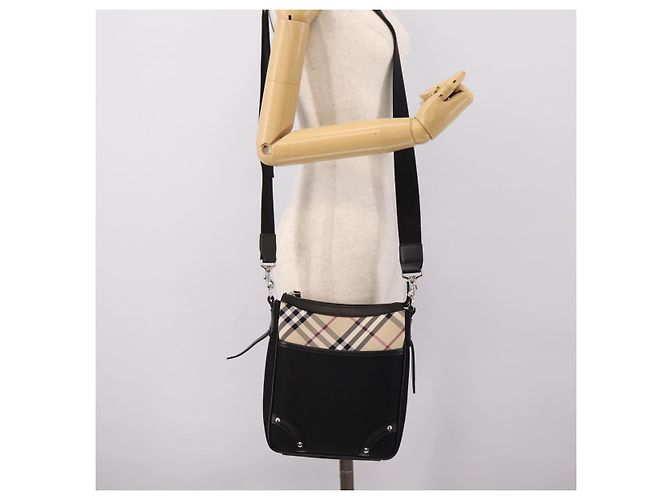 Bolso de hombro BURBERRY Nova Check Canvas Black Beige Auth am12376V Negro - vista 24