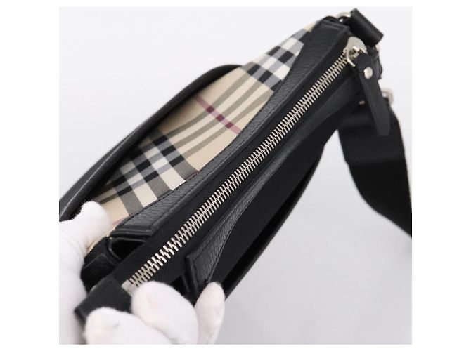 Bolso de hombro BURBERRY Nova Check Canvas Black Beige Auth am12376V Negro - vista 6