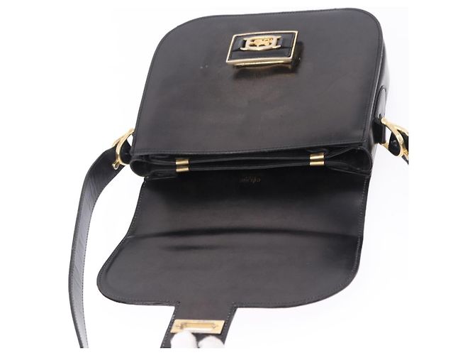 Céline Borsa a tracolla CELINE Horse Carriage in pelle nera e oro Auth 198510 Nero - vista 10