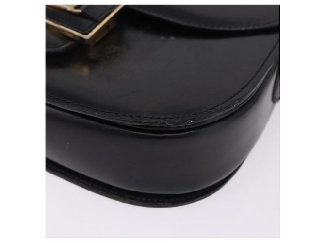 Céline Borsa a tracolla CELINE Horse Carriage in pelle nera e oro Auth 198510 Nero - vista 14