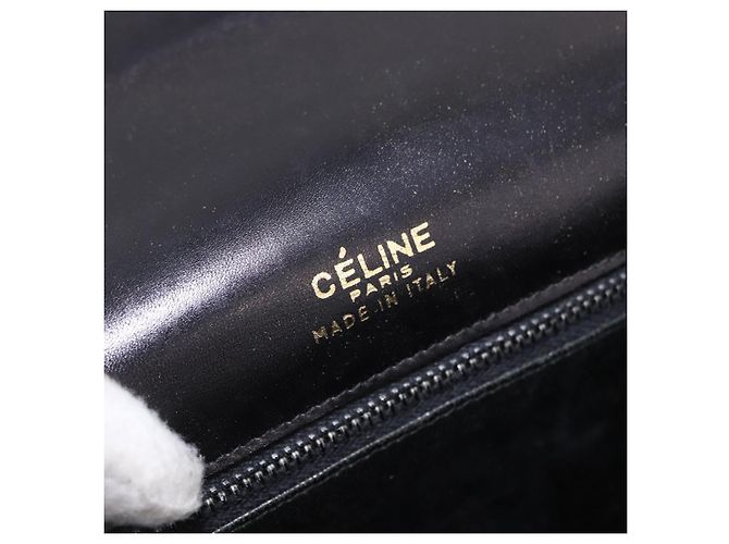 Céline Borsa a tracolla CELINE Horse Carriage in pelle nera e oro Auth 198510 Nero - vista 18
