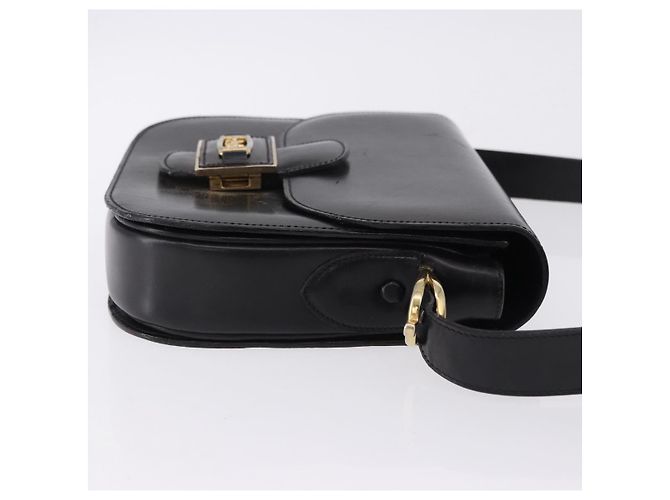 Céline Borsa a tracolla CELINE Horse Carriage in pelle nera e oro Auth 198510 Nero - vista 3