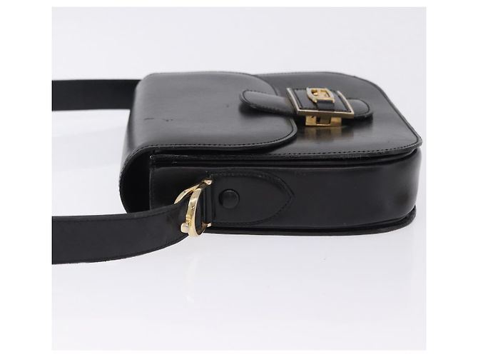 Céline Borsa a tracolla CELINE Horse Carriage in pelle nera e oro Auth 198510 Nero - vista 4