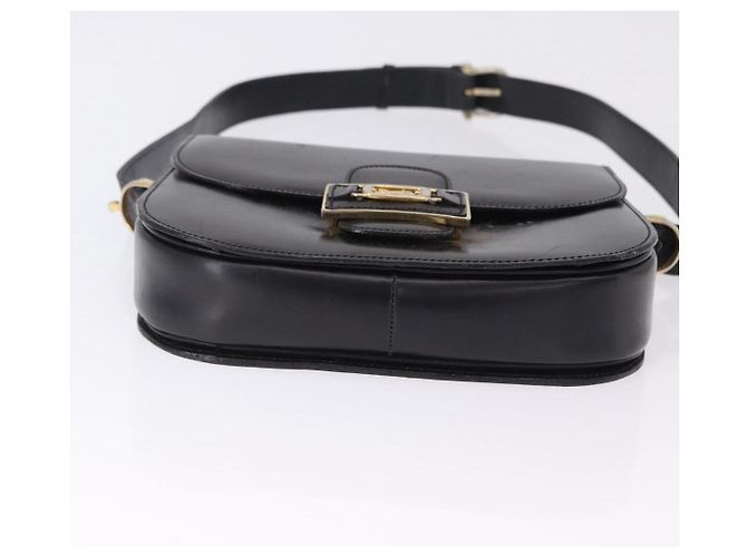 Céline Borsa a tracolla CELINE Horse Carriage in pelle nera e oro Auth 198510 Nero - vista 5