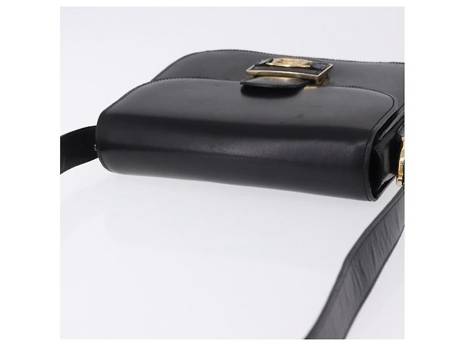 Céline Borsa a tracolla CELINE Horse Carriage in pelle nera e oro Auth 198510 Nero - vista 6