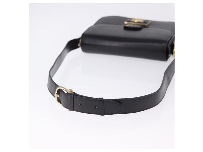 Céline Borsa a tracolla CELINE Horse Carriage in pelle nera e oro Auth 198510 Nero - vista 7