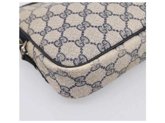 Borsa Clutch GUCCI GG Supreme PVC Leather Navy Gold Tone Auth ep15814 - vista 14