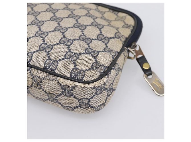 Borsa Clutch GUCCI GG Supreme PVC Leather Navy Gold Tone Auth ep15814 - vista 15