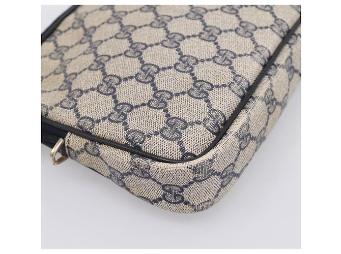 Borsa Clutch GUCCI GG Supreme PVC Leather Navy Gold Tone Auth ep15814 - vista 16