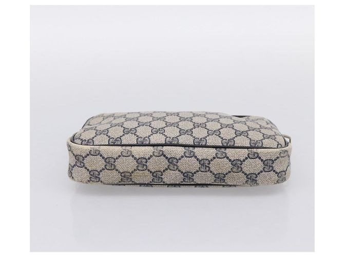 Borsa Clutch GUCCI GG Supreme PVC Leather Navy Gold Tone Auth ep15814 - vista 6