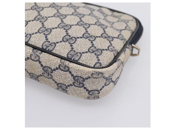 Borsa Clutch GUCCI GG Supreme PVC Leather Navy Gold Tone Auth ep15814 - vista 7