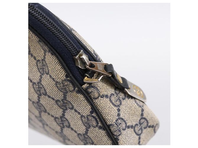 Borsa Clutch GUCCI GG Supreme PVC Leather Navy Gold Tone Auth ep15814 - vista 8