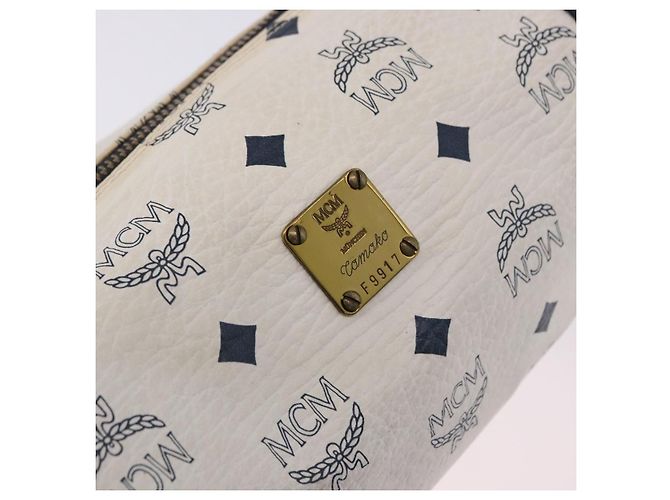 Borsa a tracolla MCM Vicetos Logogram PVC White Gold Auth 198277 Bianco D'oro - vista 12