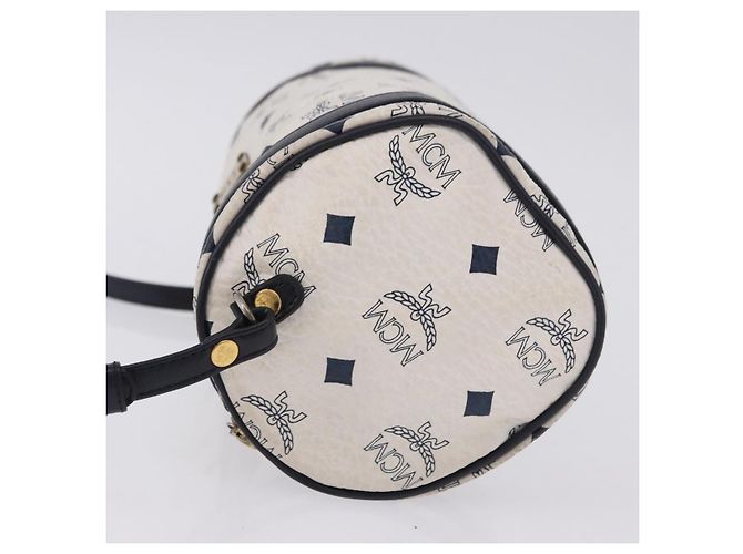 Borsa a tracolla MCM Vicetos Logogram PVC White Gold Auth 198277 Bianco D'oro - vista 4
