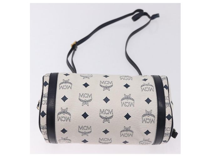 Borsa a tracolla MCM Vicetos Logogram PVC White Gold Auth 198277 Bianco D'oro - vista 5