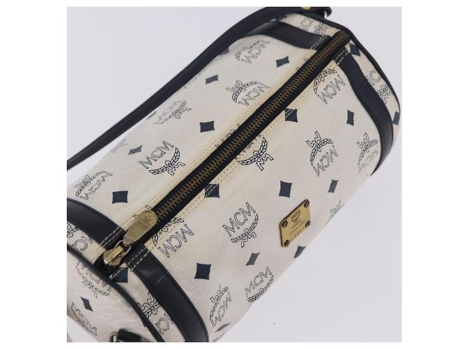 Borsa a tracolla MCM Vicetos Logogram PVC White Gold Auth 198277 Bianco D'oro - vista 6