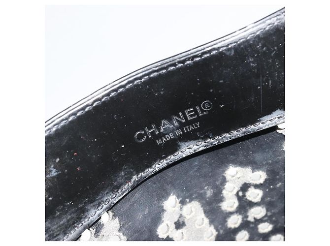 Borsa Tote a catena CHANEL Vernice Nera Argento CC Auth BA14897 Nero - vista 10