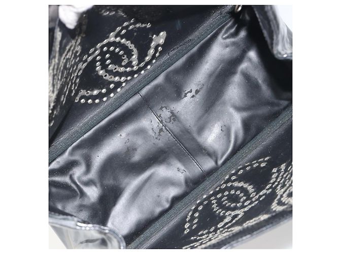 Borsa Tote a catena CHANEL Vernice Nera Argento CC Auth BA14897 Nero - vista 11